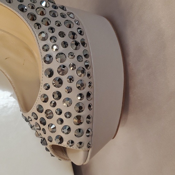 Casadei Sweet Ghiaia Peep-Toe Swarovski Crystal Studded Slingback Platfo… - Picture 6 of 9